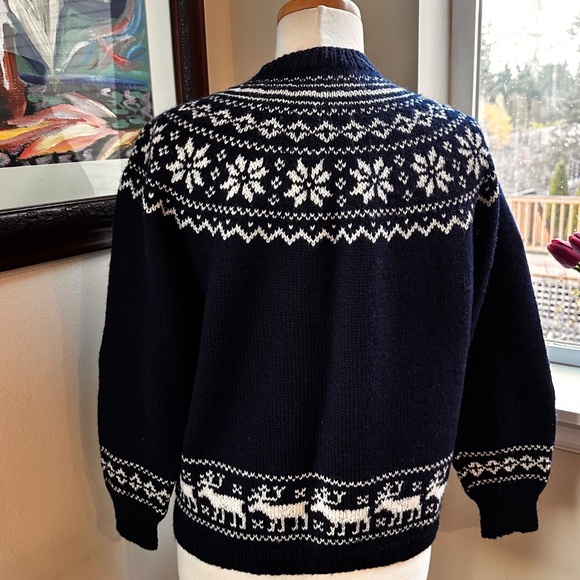 Hand Knit Norwegian Sweater in Navy & White  from O Allers Bergen, Norway - M-L - Picture 2 of 11